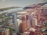 Widok z Sears Tower, na Soldier Field w Chicago