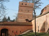 Krzywa Wieża z ulicy Flisacza w Toruniu