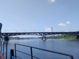 Widok na most z promu Pliszka, Warszawa